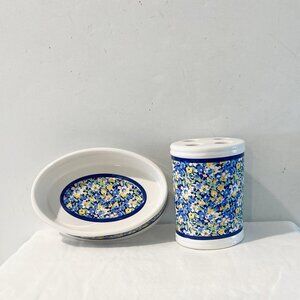 Tommy Hiliger Soap Dish Toothbrush Holder Elizabeth Anne 2 Pc Set VTG Y2K 2000